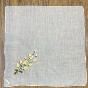 Embroidered Yellow Floral Linen Handkerchief